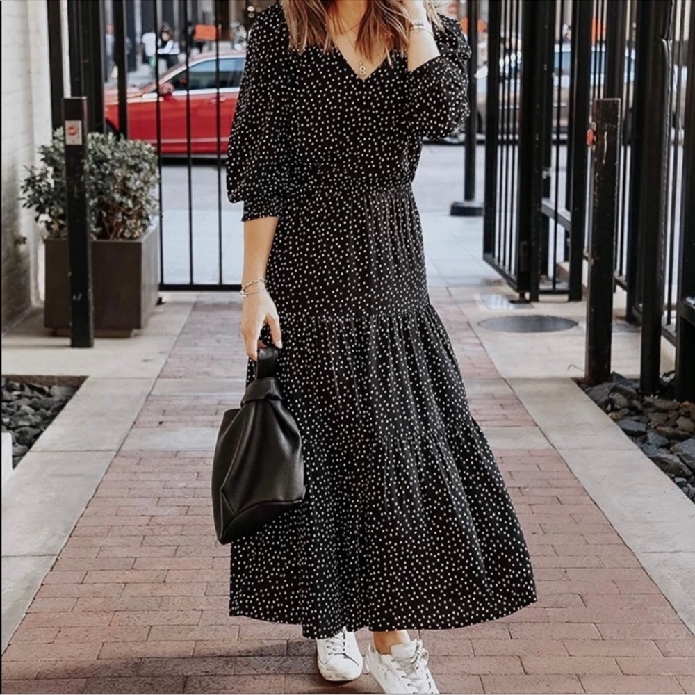 NWT NEW Somewherelately Polka Dot Maxi Dress From The Drop Size XS